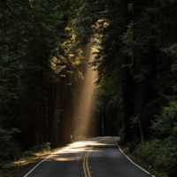 road and light beam