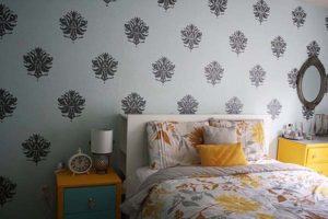 Stenciling of bedroom wall