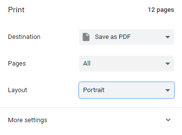 save web page as a PDF, print window