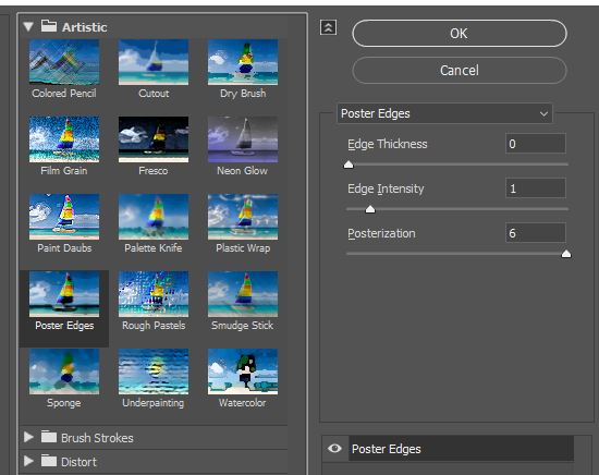 Adobe Photoshop Poster Edges filter settings