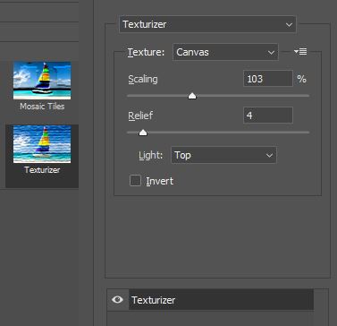 Photoshop texturizer settings