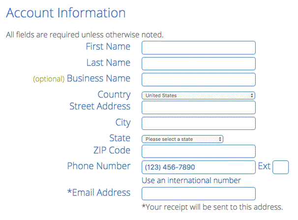 enter account information