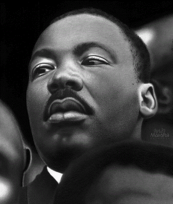 Martin Luther King Jr. pencil portrait by Maíra Poli